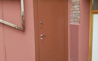 порошковая дверь с подъезд с цельногнутым полотном